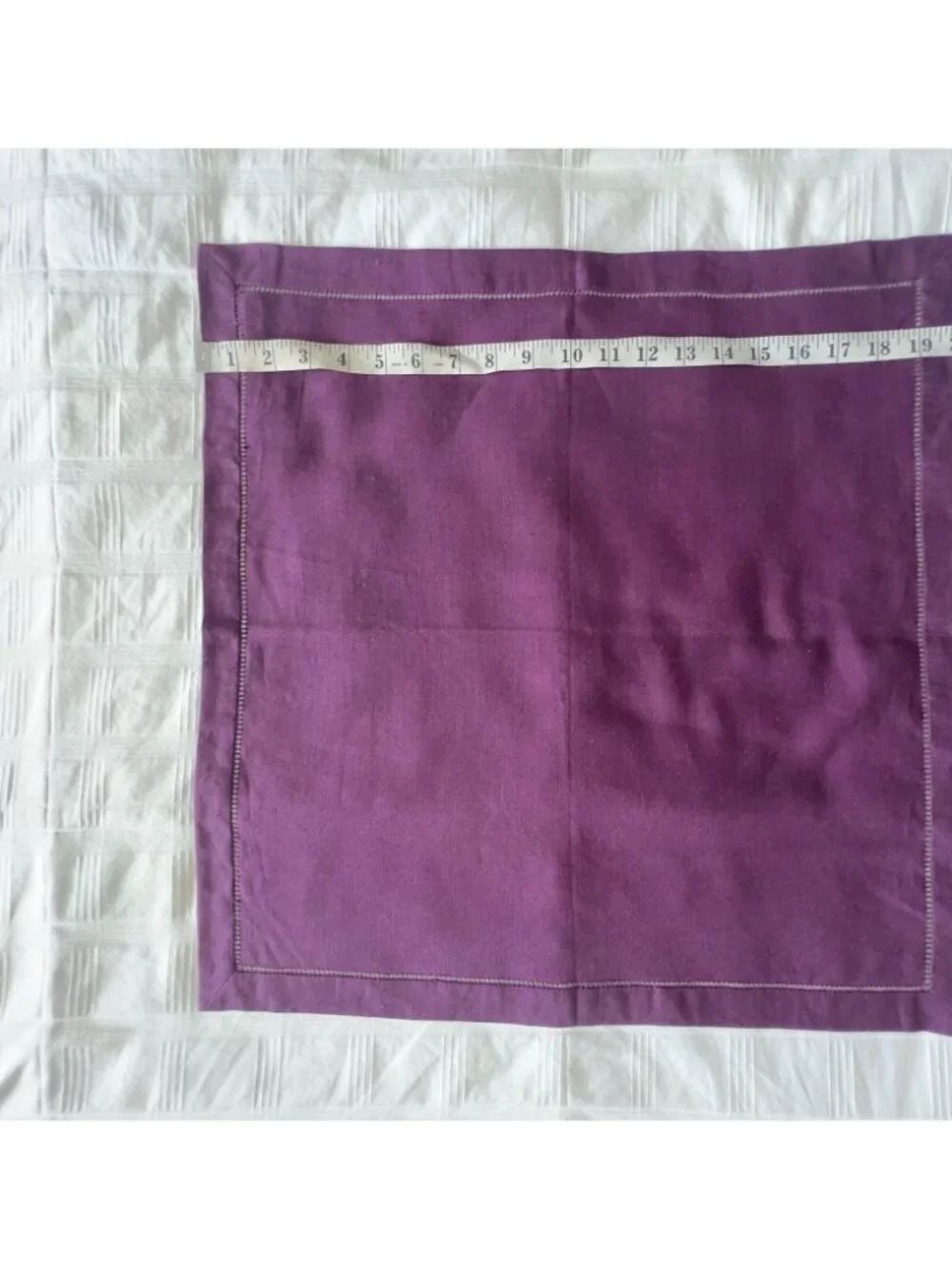 POTTERY BARN Napkin 100% Linen Purple Hemstitch 20